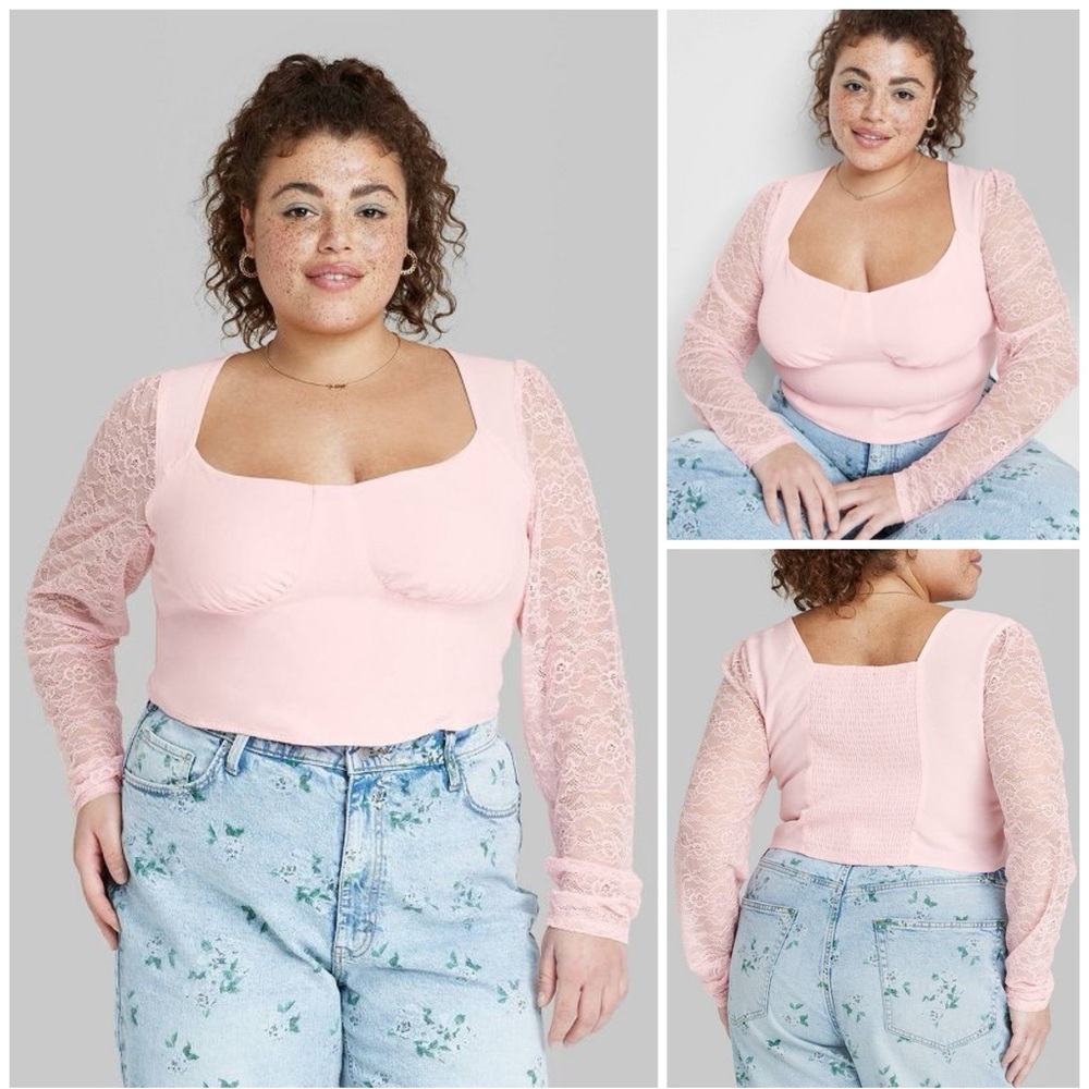 2 for $20 NWT! Wild Fable Women's Long Sleeve Lace Bustier Top